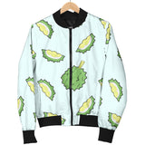 Durian Pattern Blue Background Women'S Bomber Jacket