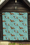 Dachshund Decorative Background Premium Quilt