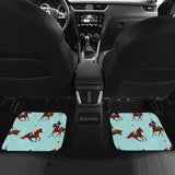 Horses Running Horses Rider Pattern Front And Back Car Mats
