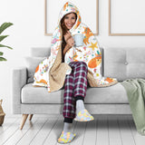 Cute Tribal Fox Pattern Hooded Blanket