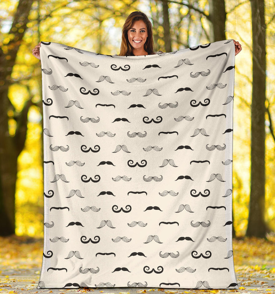 Mustache Beard Pattern Print Design 05 Premium Blanket
