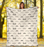 Mustache Beard Pattern Print Design 05 Premium Blanket