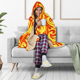 Fire Flame Design Pattern Hooded Blanket