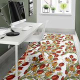 Red Tulips And Daffodils Pattern Area Rug
