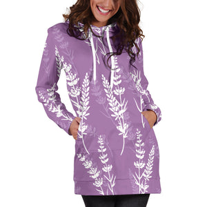 Lavender Flowers Purple Pattern Women'S Hoodie Dress