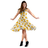 Fried Eggs Pattern Print Design 02 Sleeveless Midi Dress