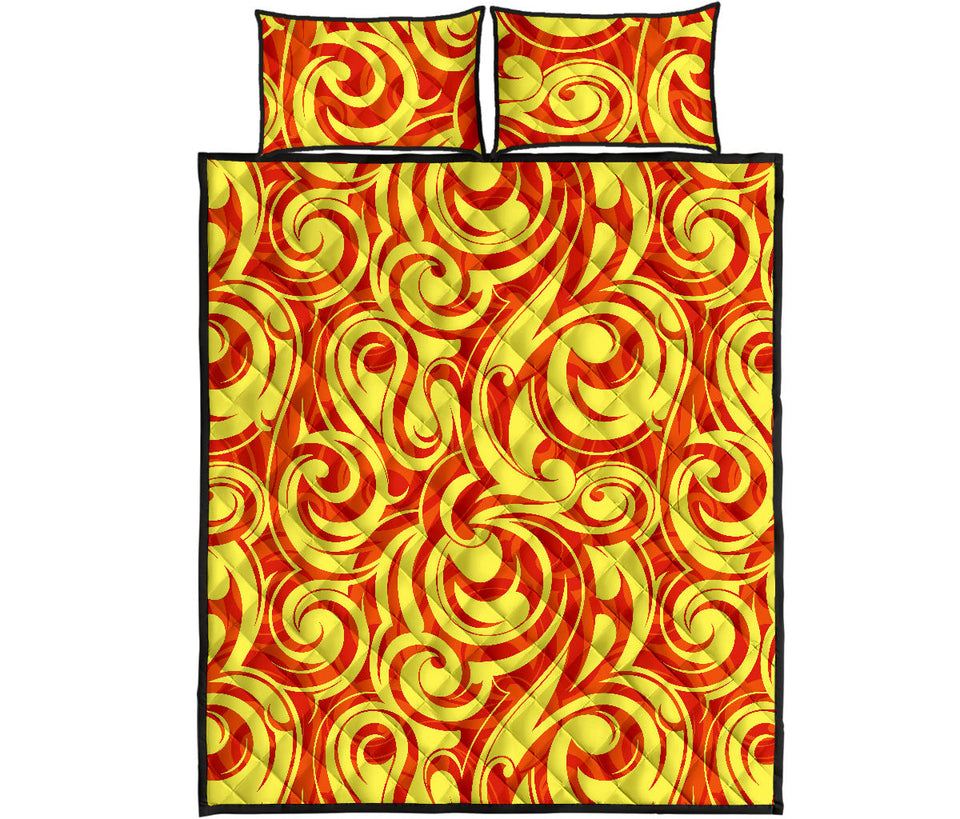 Fire flame design pattern Quilt Bed Set