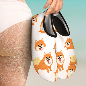 Brown Pomeranian Pattern Aqua Shoes