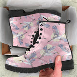 Japanese Crane Rose Pattern Leather Boots