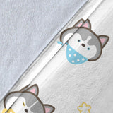 Cute Siberian Husky Pattern Premium Blanket