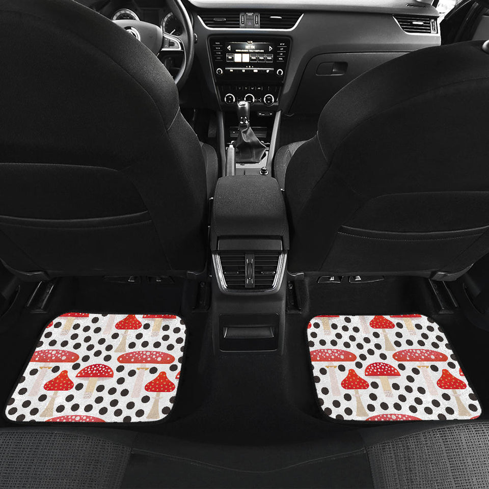 Red Mushroom Dot Pattern Front And Back Car Mats