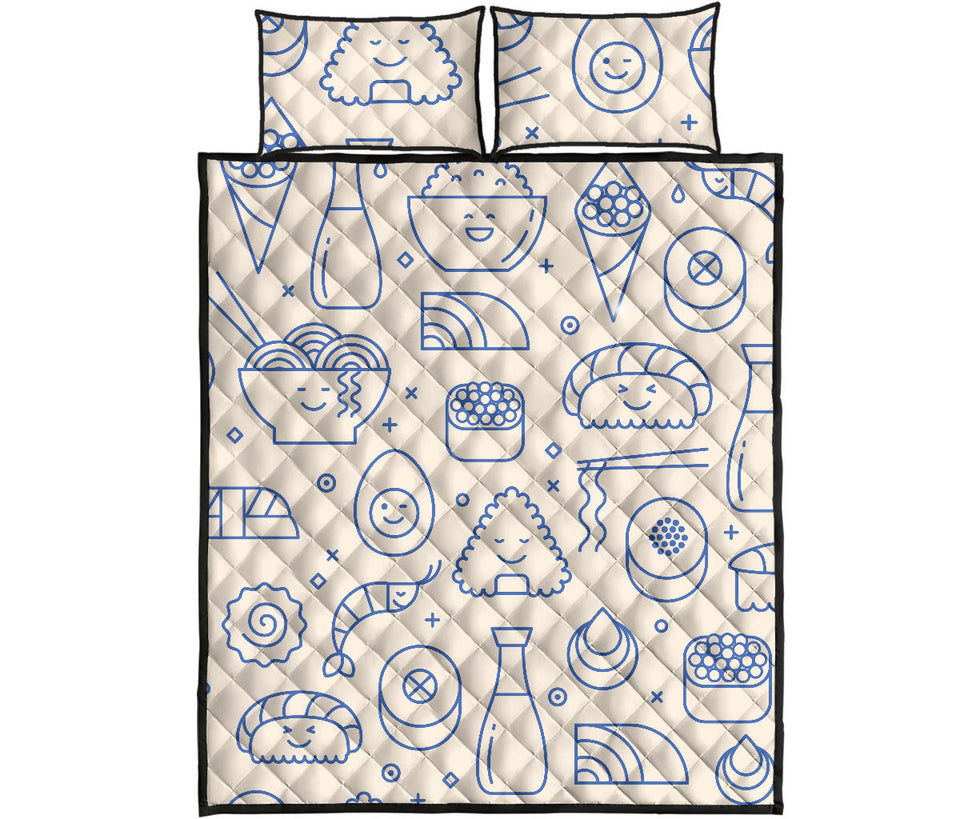 Cute sushi icon pattern Quilt Bed Set