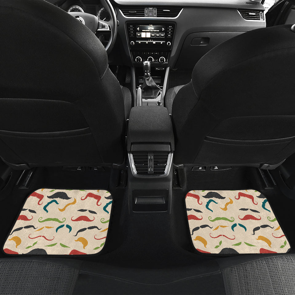 Mustache Beard Pattern Print Design 03 Front and Back Car Mats