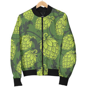 Hop Pattern Hop Cone Background Women'S Bomber Jacket