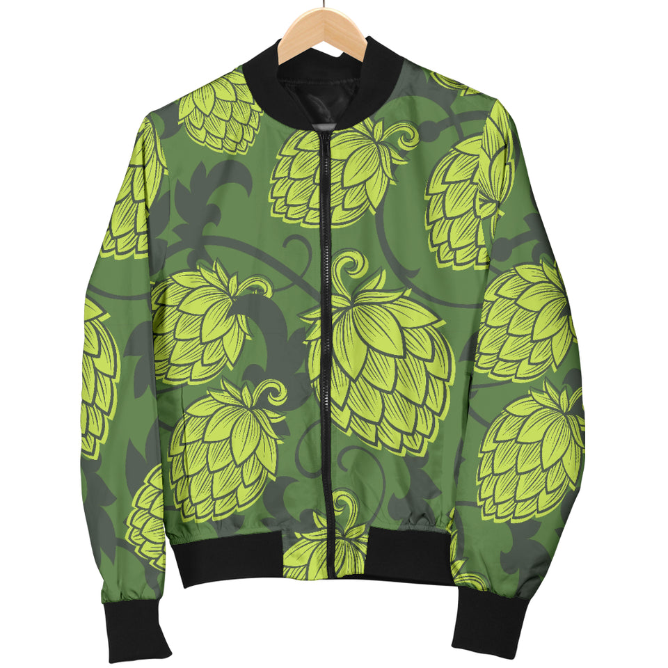 Hop Pattern Hop Cone Background Women'S Bomber Jacket