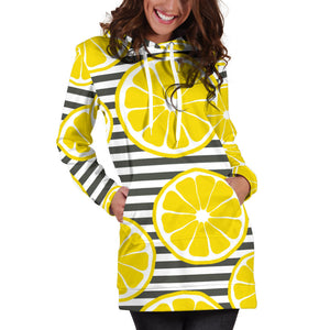 Slice Of Lemon Design Pattern Women'S Hoodie Dress