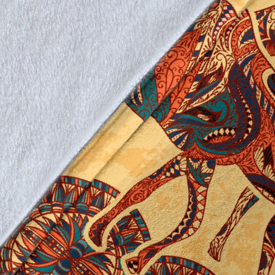 Camel Polynesian Tribal Design Pattern Premium Blanket