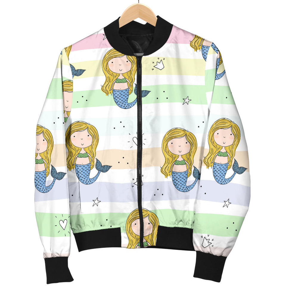 Cute Hand Drawn Mermaid Women'S Bomber Jacket