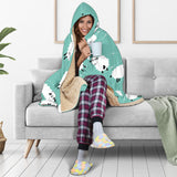 Cute Sheep Green Background Hooded Blanket