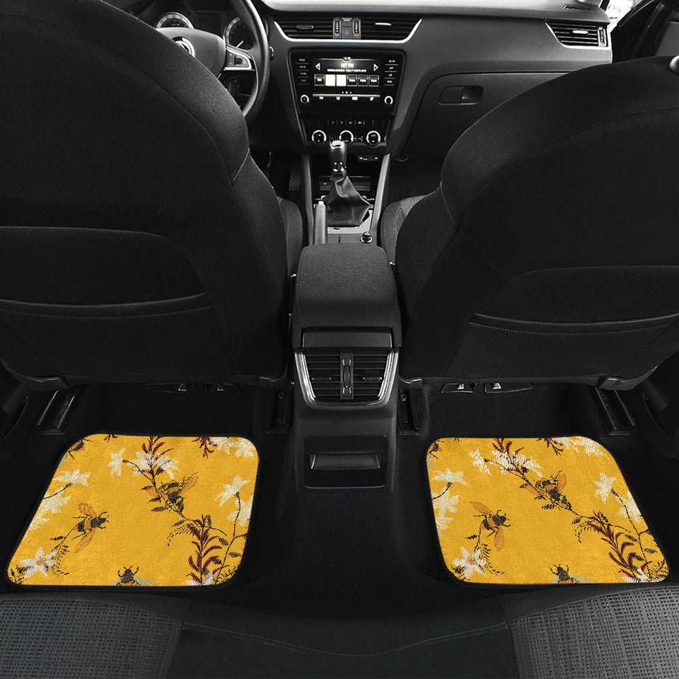 Bee Flower Pattern Front And Back Car Mats