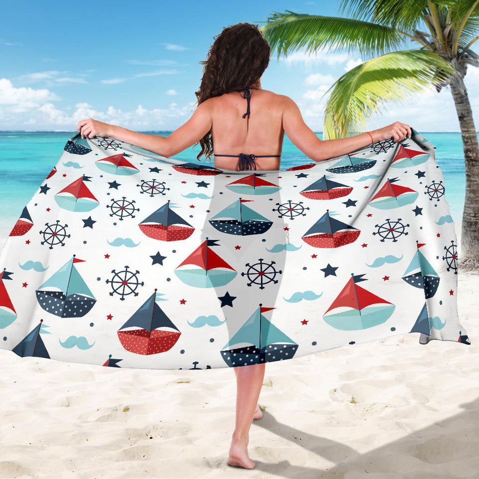 Cute Color Paper Sailboat Pattern Sarong