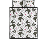 Boston terrier dog hearts vector pattern Quilt Bed Set