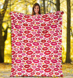 Lips Pattern Print Design 01 Premium Blanket