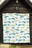 Watercolor Crocodile Pattern Premium Quilt