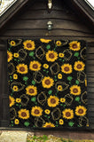 Sunflower Golden Polygonal Shapes Premium Quilt