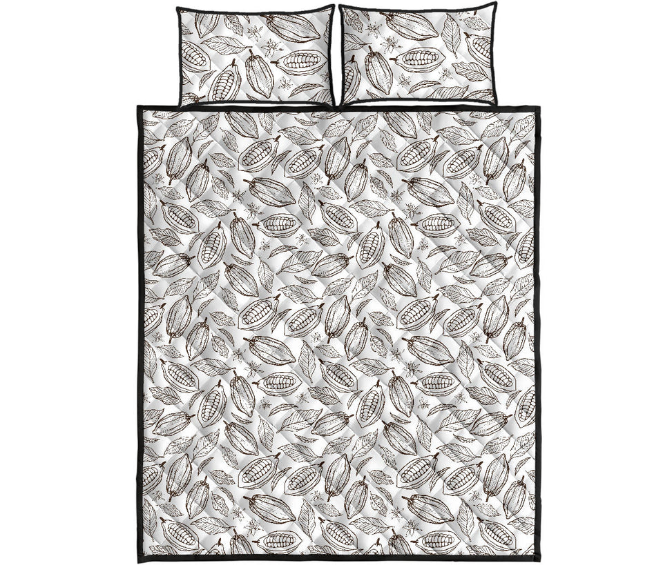 cocoa beans leaves pattern Quilt Bed Set