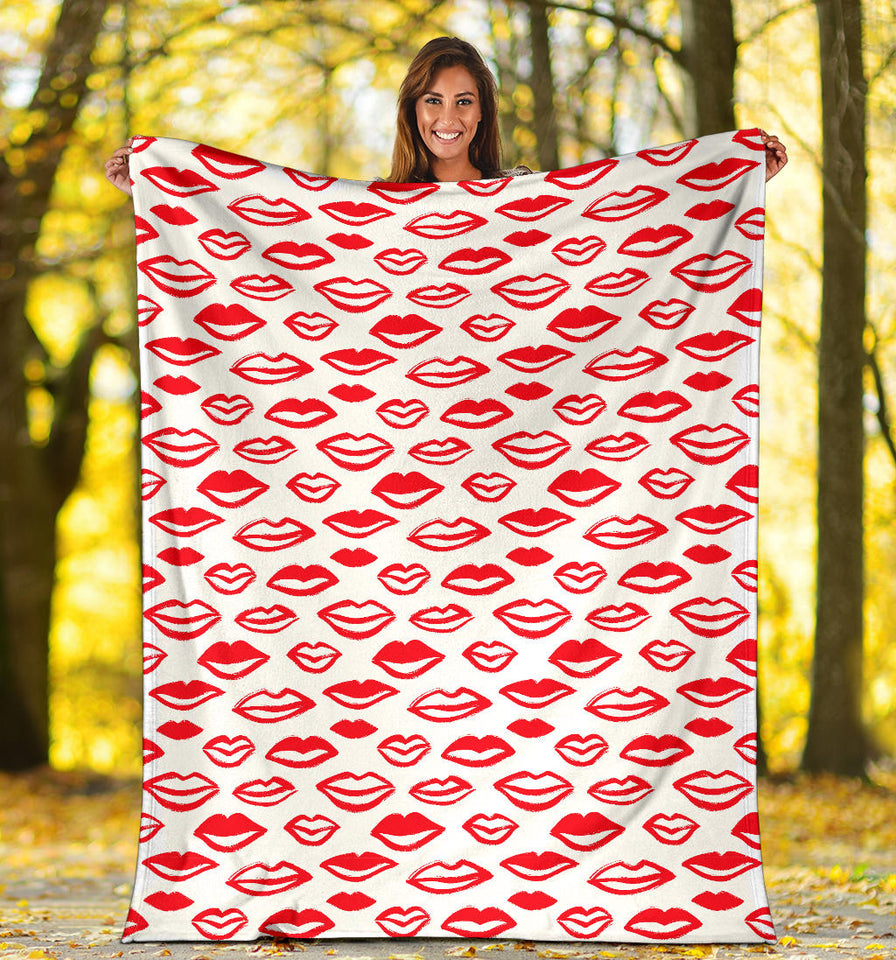 Lips Pattern Print Design 05 Premium Blanket