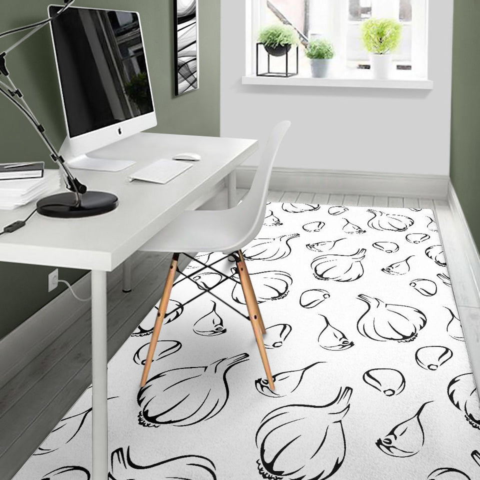 Garlic Pattern Black White Area Rug