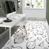 Garlic Pattern Black White Area Rug