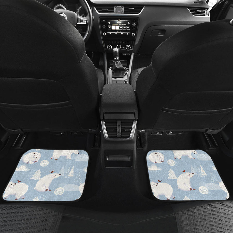 Cute Polar Bears Christmas Decoration Pattern Front And Back Car Mats