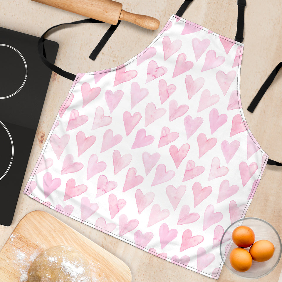 Watercolor Pink Heart Pattern Adjustable Apron