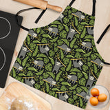 Cute Sloths Tropical Palm Leaves Black Background Adjustable Apron