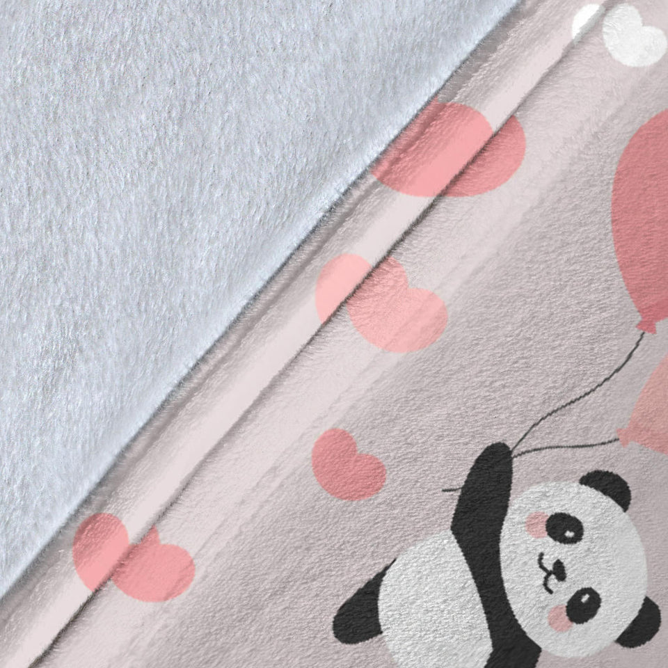 Cute Panda Ballon Heart Pattern Premium Blanket