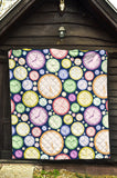 Colorful Clock Background Premium Quilt