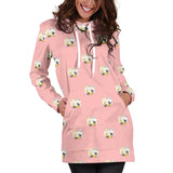 Cute Hamster Cheese Pattern Pink Background Women'S Hoodie Dress