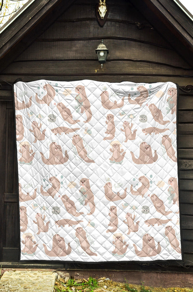 Cute Sea Otters Pattern Premium Quilt