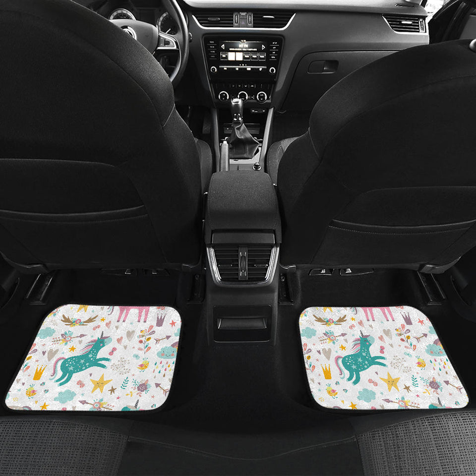 Colorful Unicorn Pattern Front And Back Car Mats