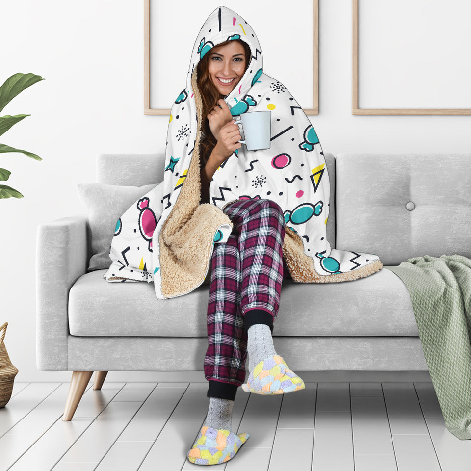 Candy Design Pattern Hooded Blanket