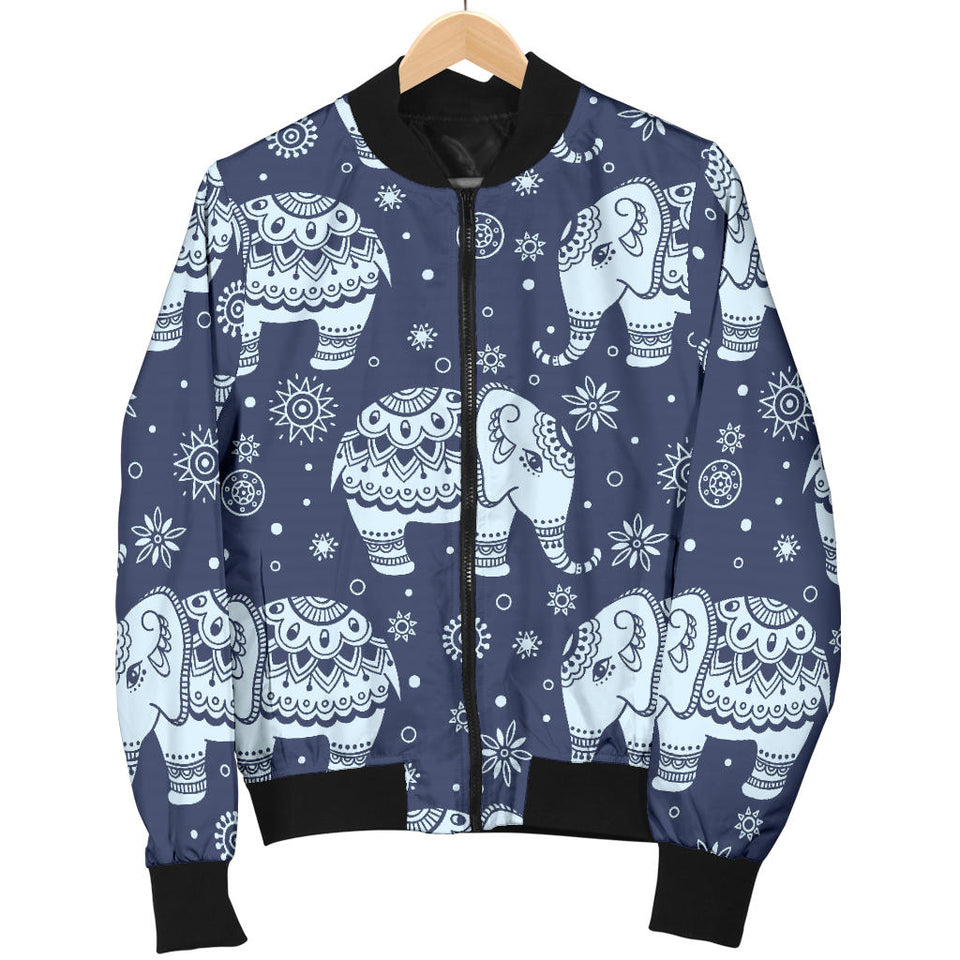 Elephant Tribal Design Pattern Women'S Bomber Jacket
