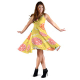Grapefruit Yellow Background Sleeveless Midi Dress
