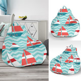 Red White Sailboat Wave Background Bean Bag Cover