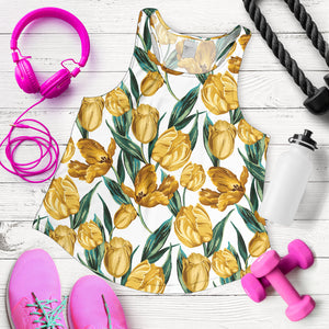 yellow tulips pattern Women Racerback Tank Top