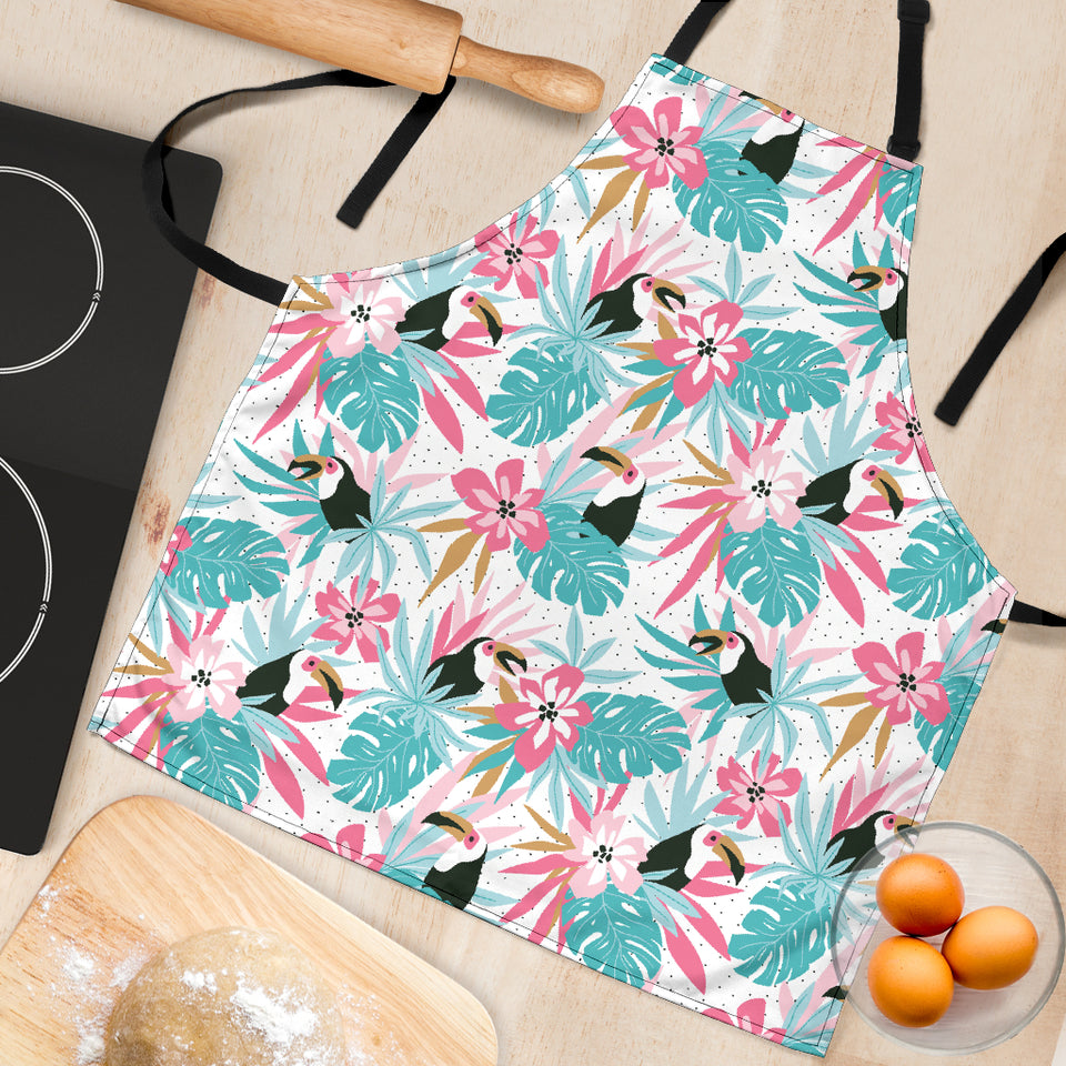 Toucan Tropical Flower Leave Pattern Adjustable Apron