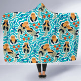 Cute Sea Otters Fishe Sea Urchin Pattern Hooded Blanket