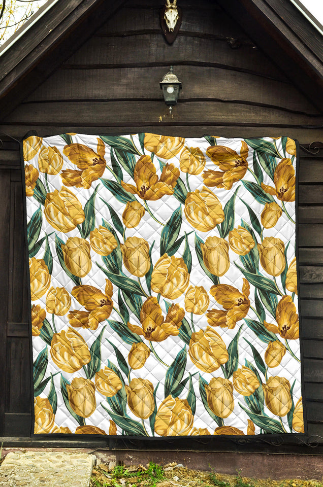 Yellow Tulips Pattern Premium Quilt