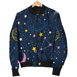 Space Pattern With Planets, Comets, Constellations And Stars Men'S Bomber Jacket